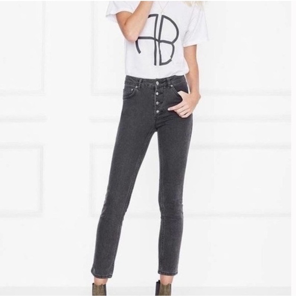 Anine Bing Frida High Rise Button Fly Straight Leg Jeans - Picture 10 of 10